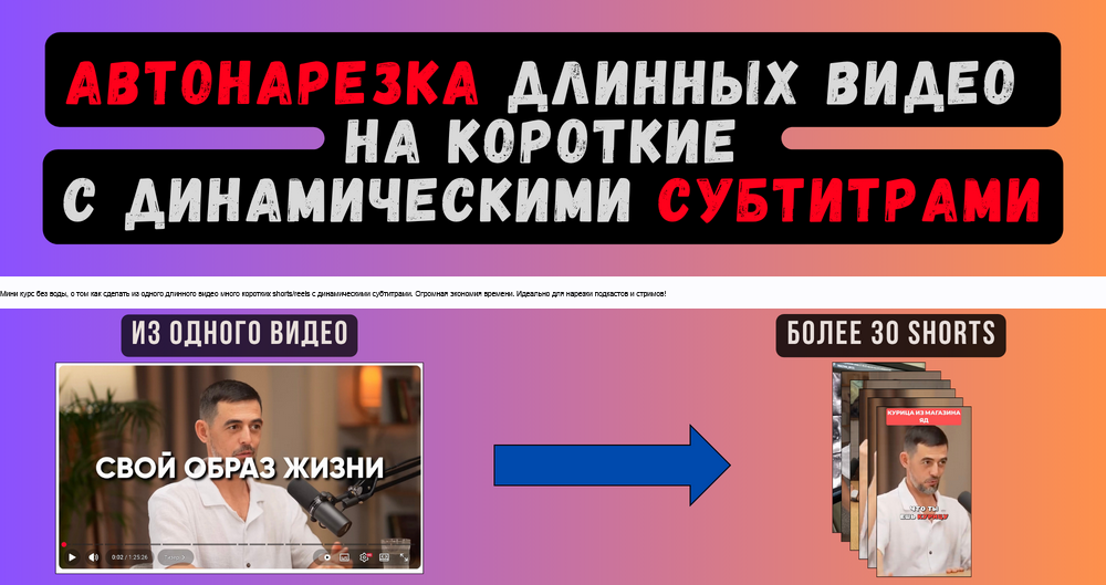 AlexeyZ13 - Автонарезка длинных видео на короткие с динамическими субтитрами